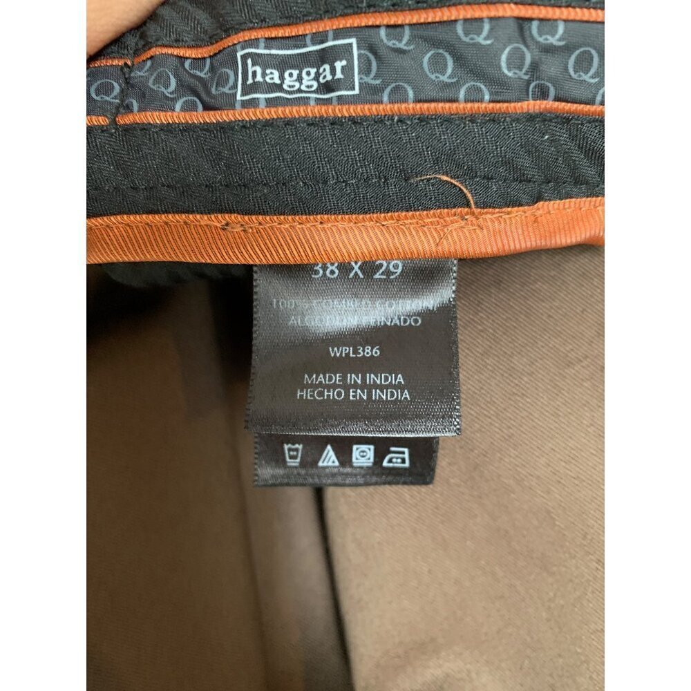 Haggar Mens No-Iron Khaki Pants 38X29 Brown - Picture 5 of 5